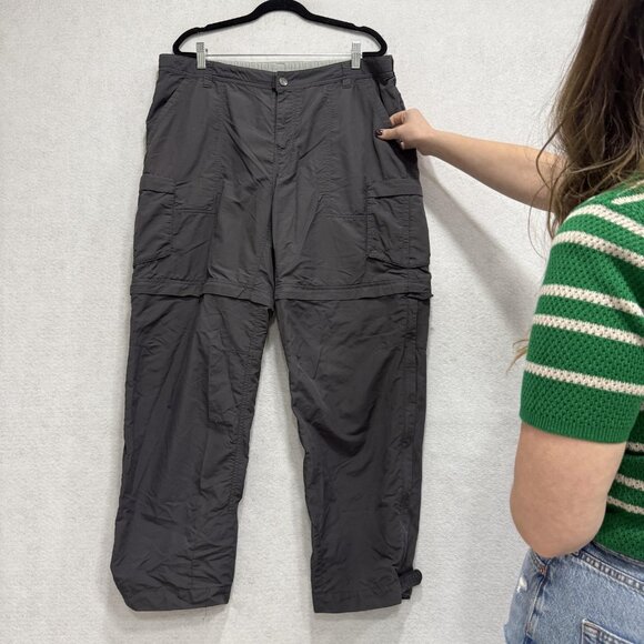 REI Pants Womens 16 Petite Gray Convertible Zip Off Cargo Hiking Nylon Quick Dry - Picture 6 of 15